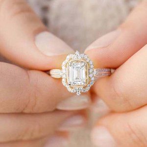 Sterling Silver Natural White Topaz Gemstone Ring Vintage Retro Ring for her